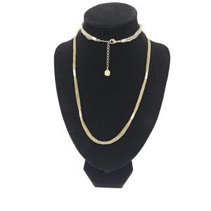 Vintage Signed Long Monet Multi Strand Necklace 8 Gold Tone Small Beaded Chains